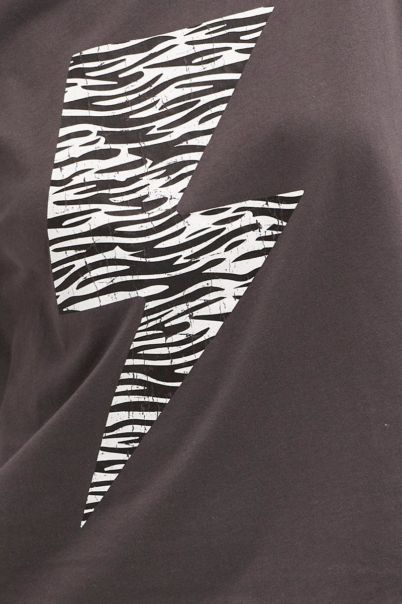 Black Zebra T Shirt Crew Neck Oversized Cotton
