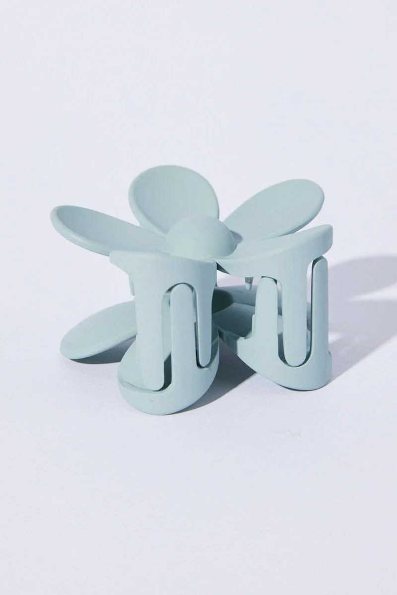 Green Flower Design Hair Claw Clip