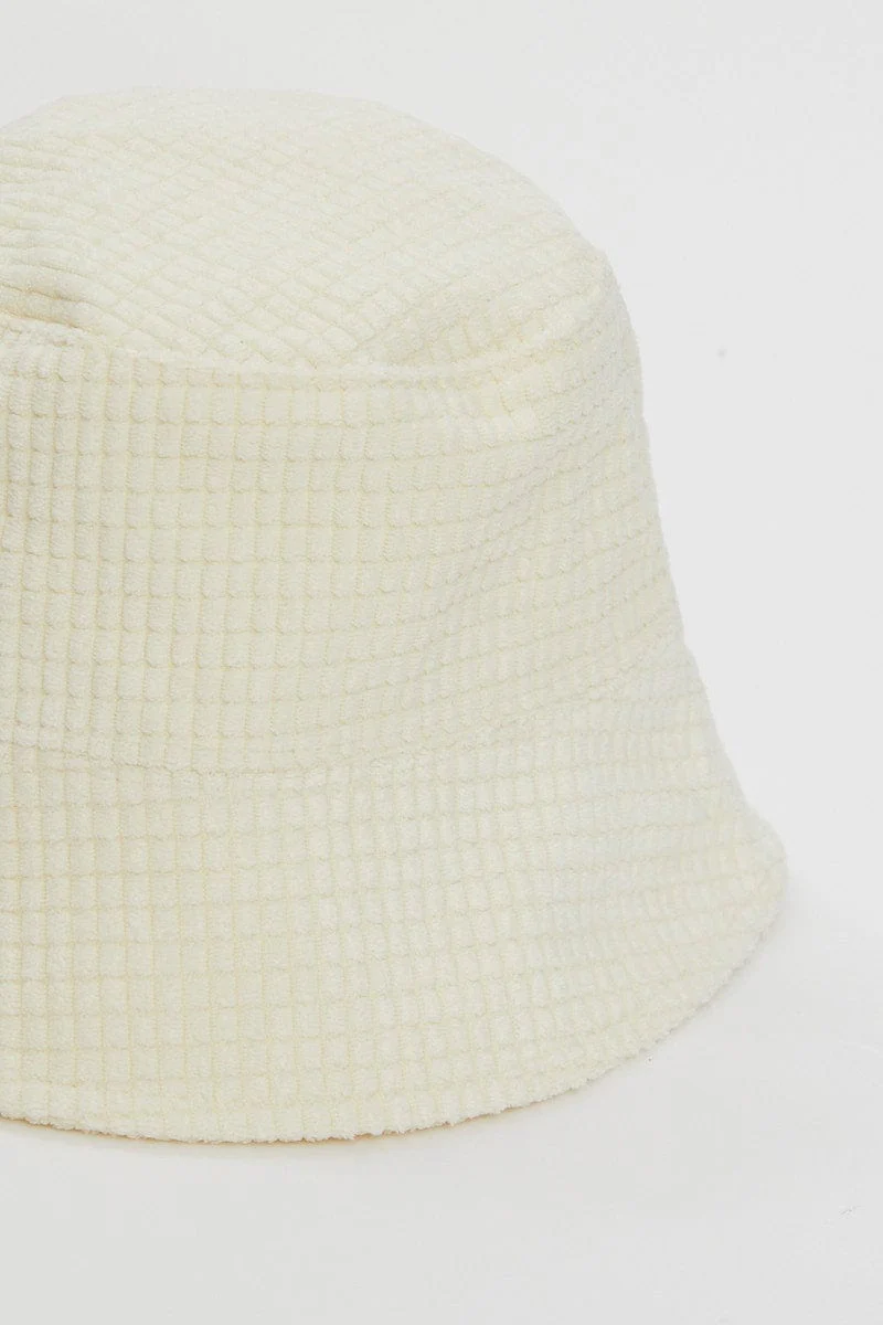 White Corduroy Bucket Hat