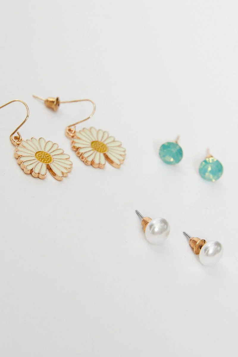 Gold 3 Pack Earrings