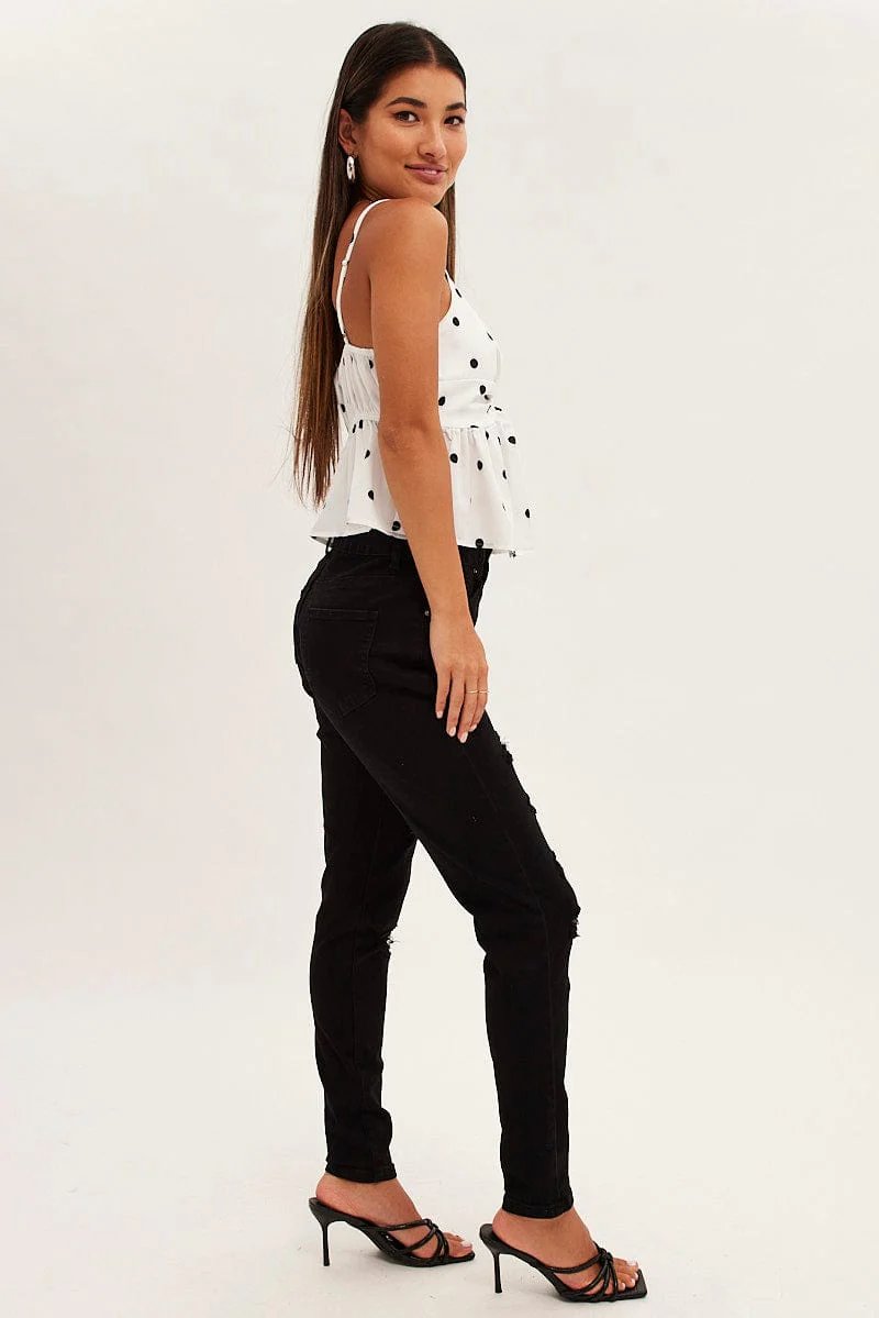 Black Skinny Denim Jeans High Rise