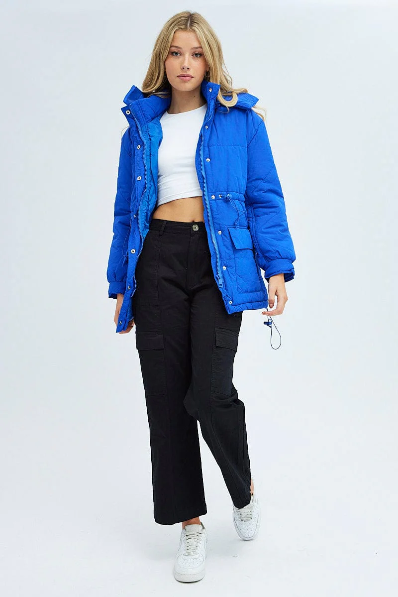 Blue Puffer Jacket Long Sleeve
