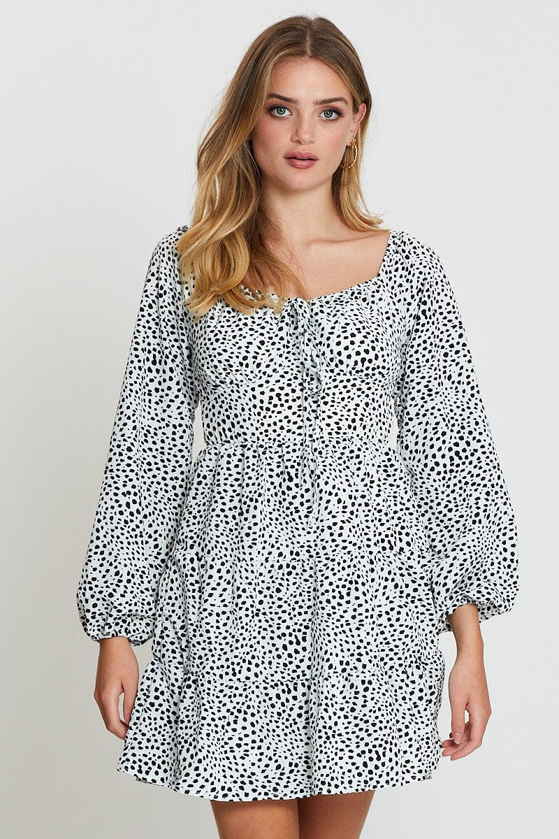 Print Mini Dress Short Sleeve