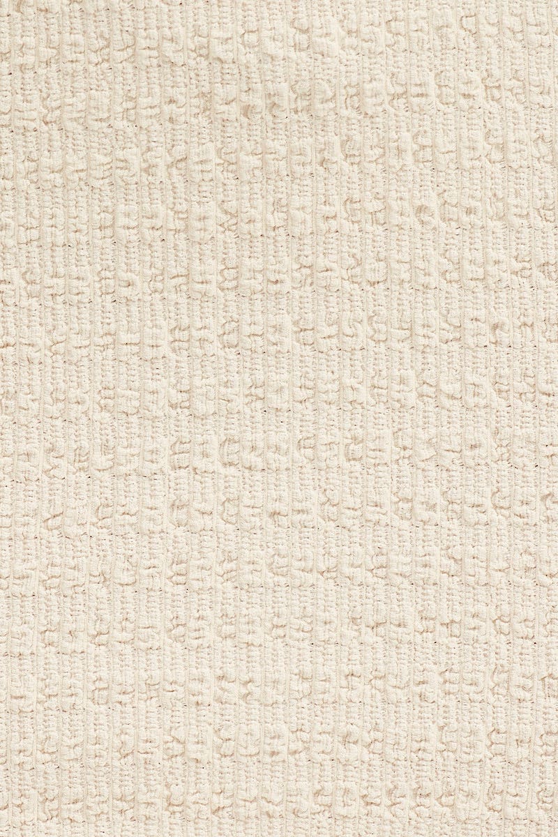 Beige Textured Crop Top Sleeveless