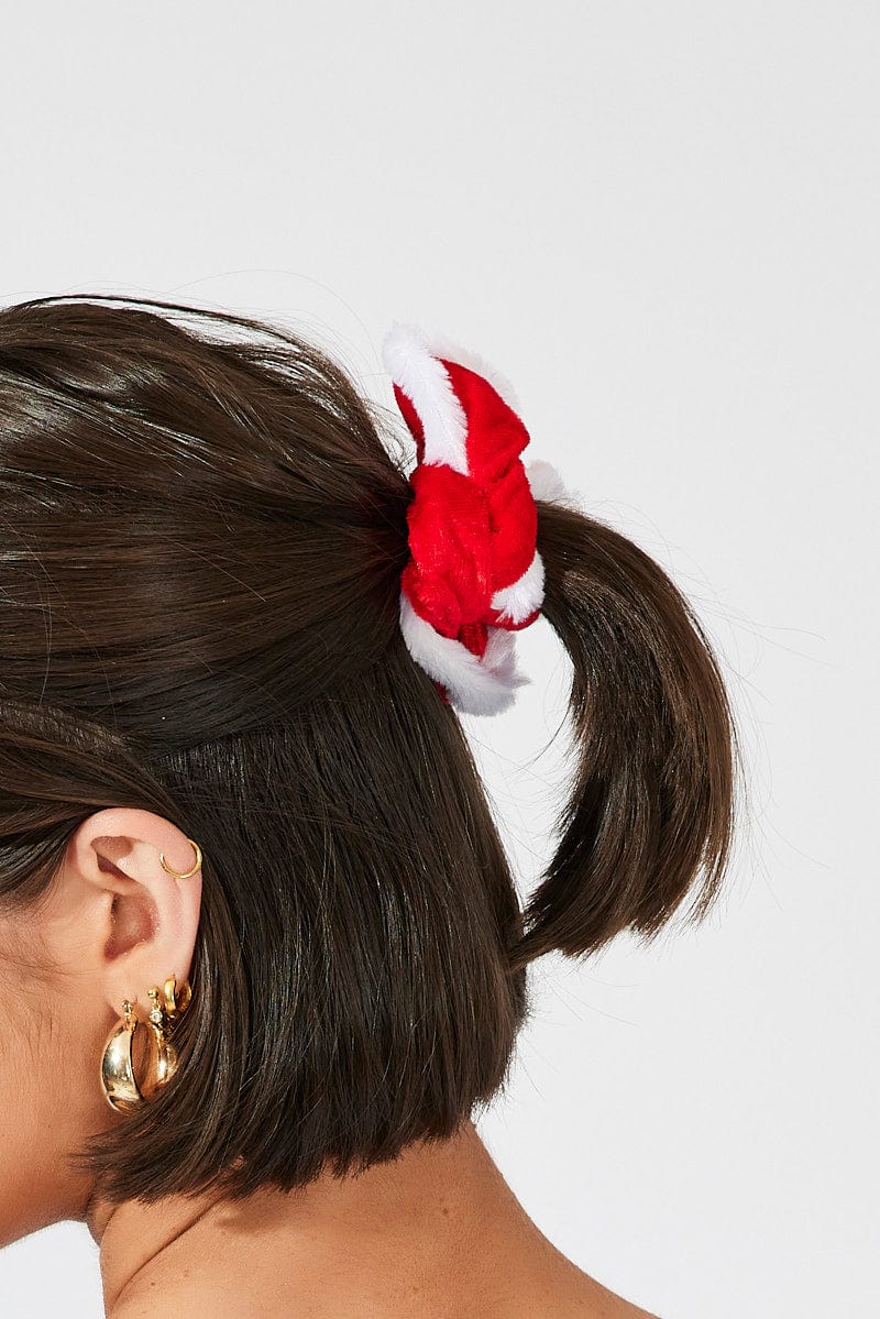 Red Faux Fur Scrunchies