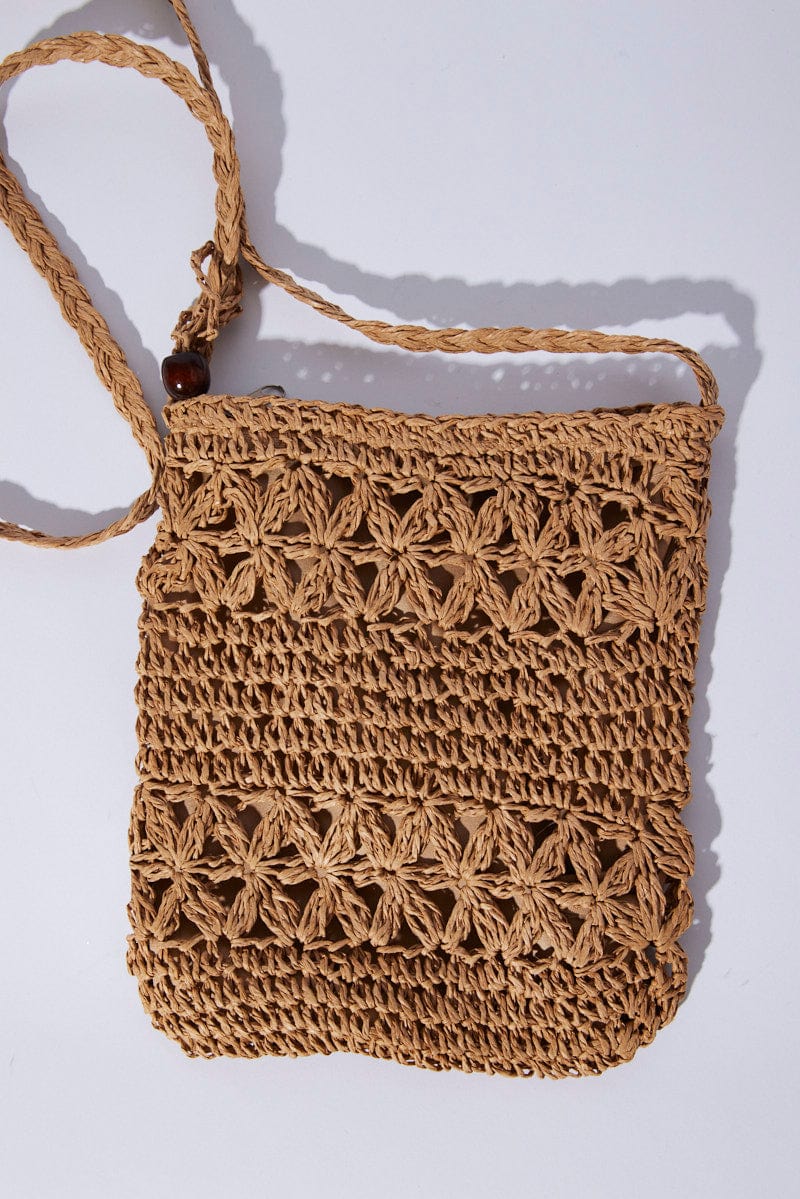 Brown Straw Crochet Bag