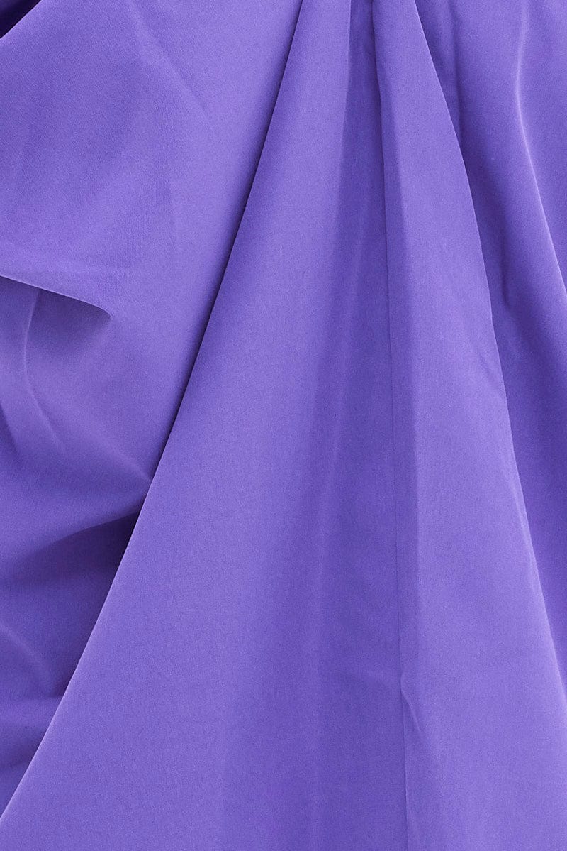 Purple Draped Dress Bandeau Midi