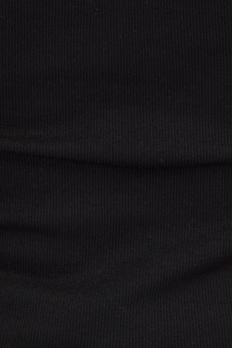 Black Singlet Top Round Neck Seamles