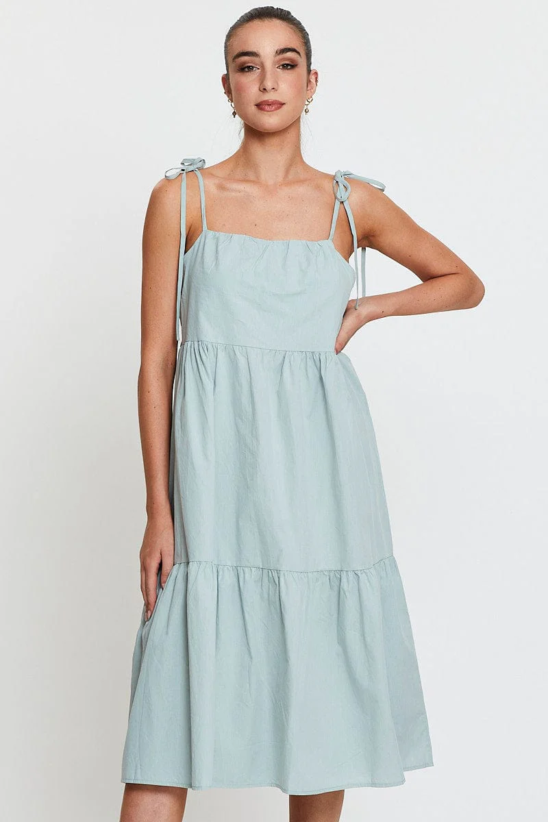 Green A Line Dress Midi