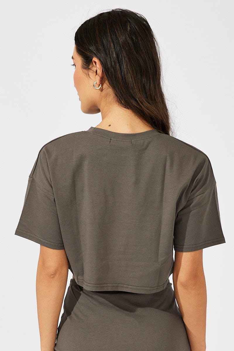 Grey Motocross Graphic Tee Cropped T-shirt