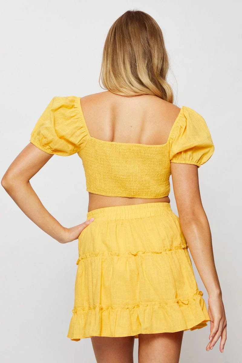 Orange Frill Short Skater Skirt