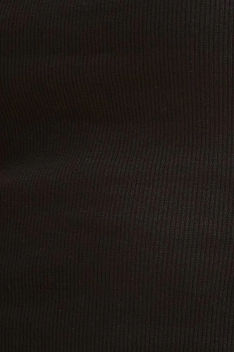 Black Crop Tank Square Neck Cotton Blend Rib