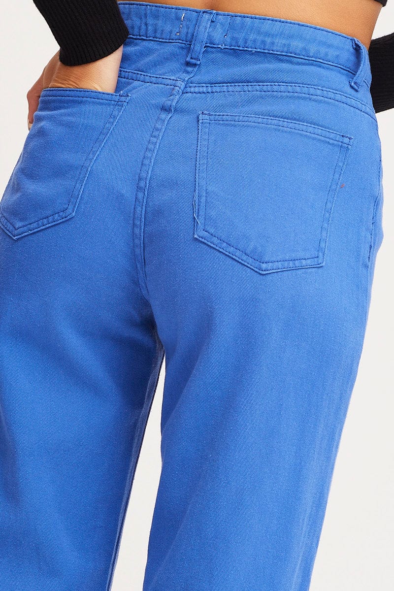 Blue Straight Denim Jeans High Rise
