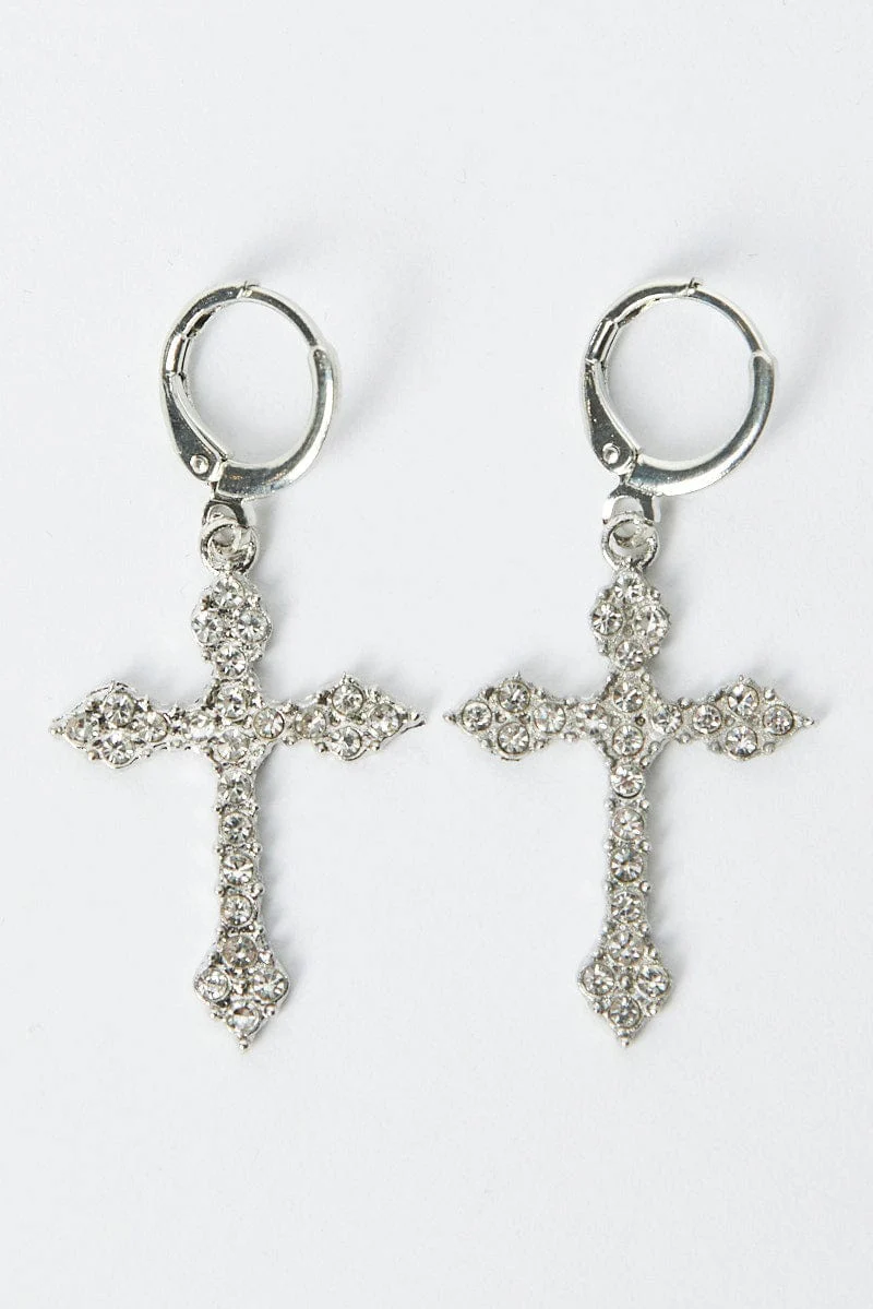 Silver Cross Earrings