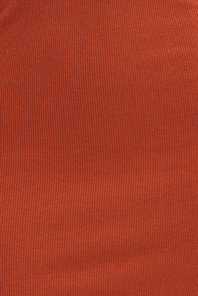 Brown Midi Dress Adjustable Straps Cut Out Jersey Rib