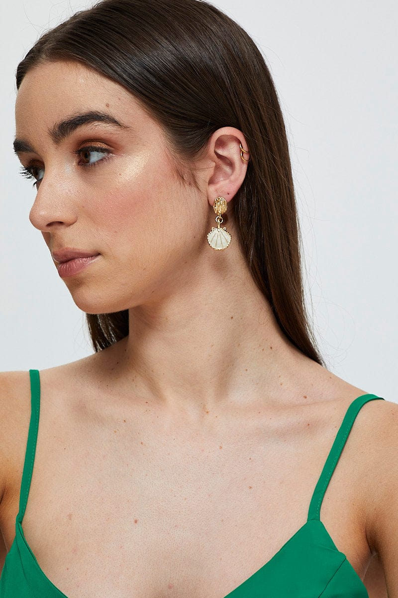 White Shell Drop Earrings
