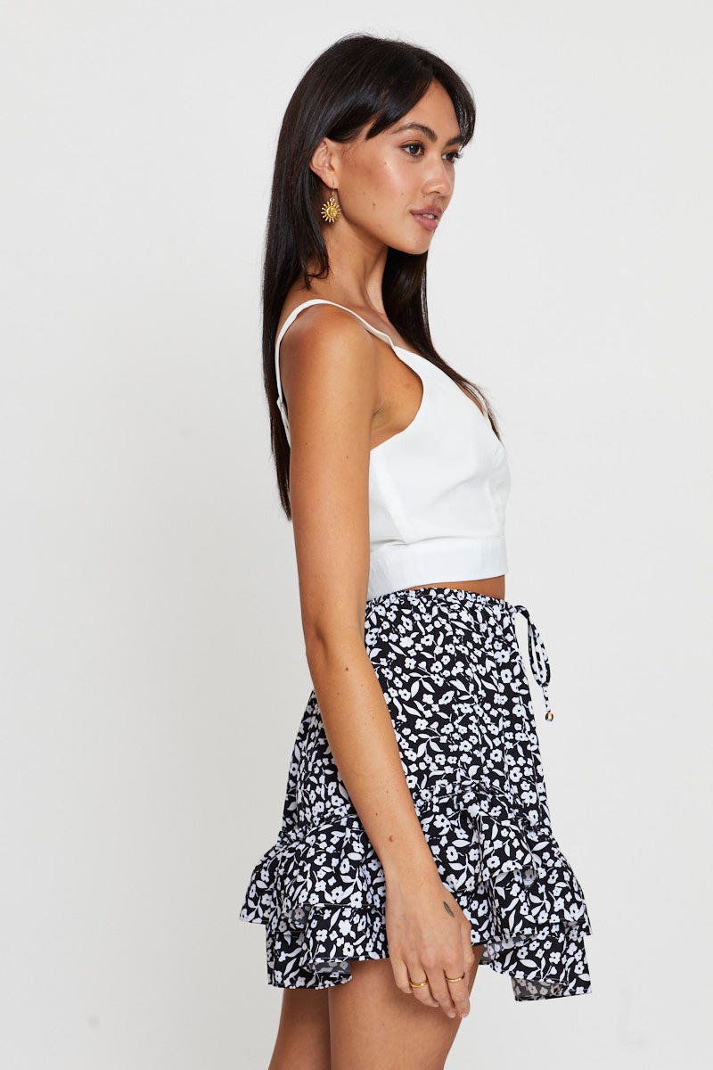 Print Flare Skirt Mini High Rise