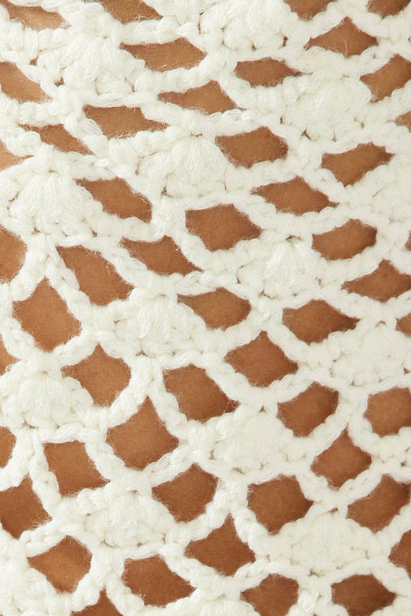 White Crochet Knit Top