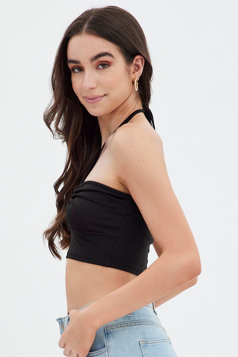 Black Keyhole Halter Top
