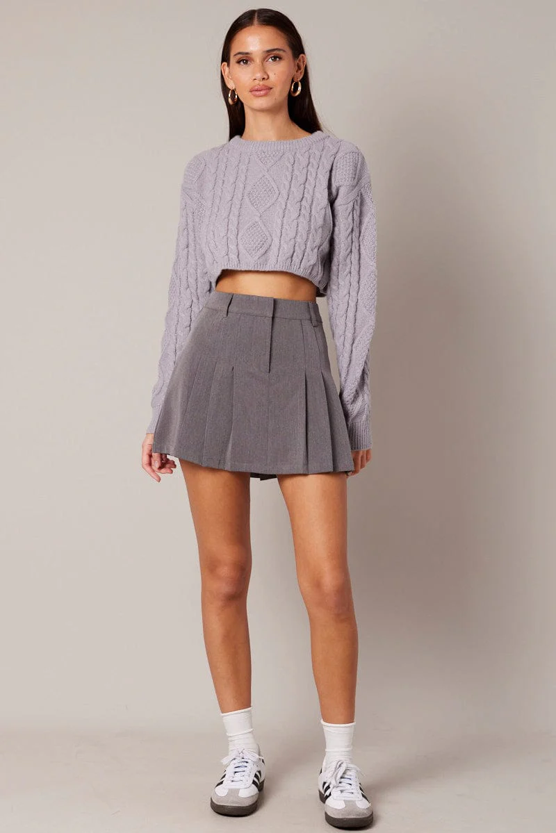 Grey Cable Knit Jumper