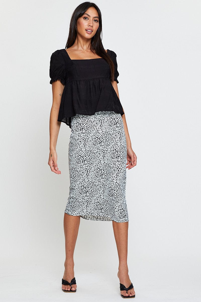 Black Peplum Top Short Sleeve