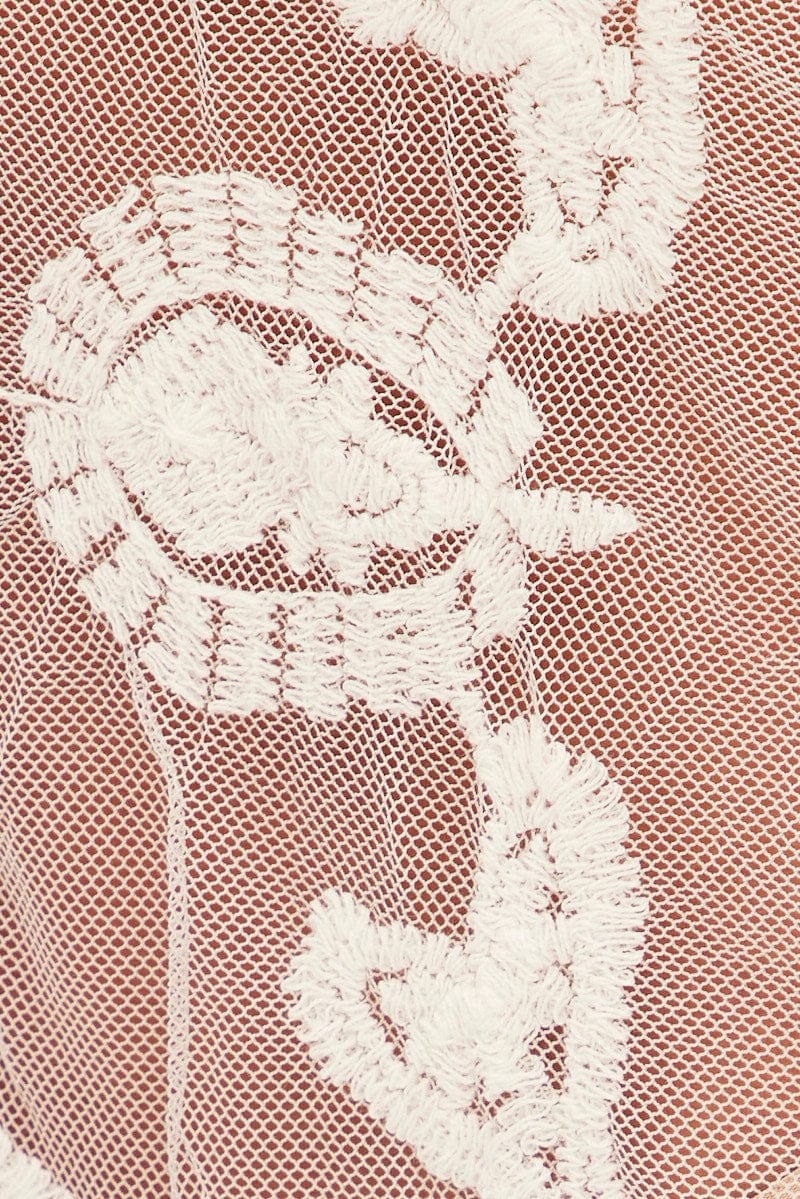 White Lace Kimono Half Sleeve Tie Front Longline