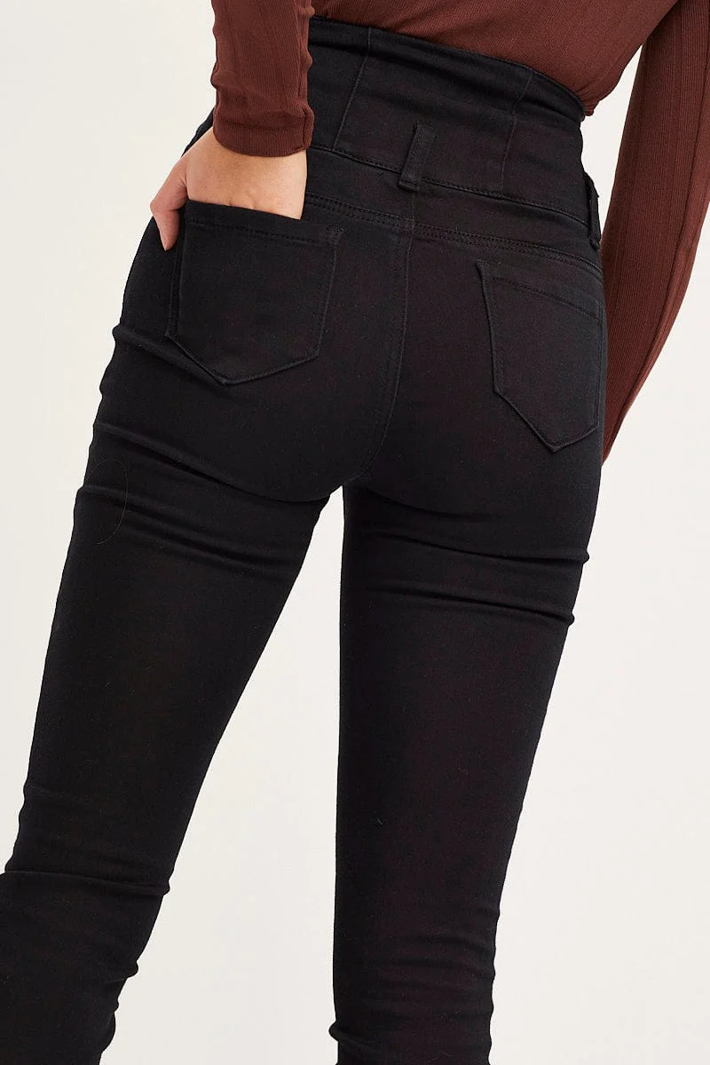 Black Skinny Denim Jeans High Rise