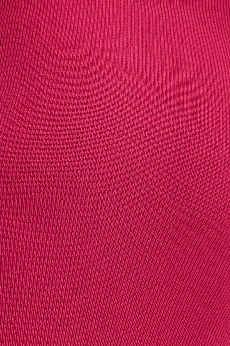 Magenta Sweetheart Neckline Bandeau Knit Bodycon Dress