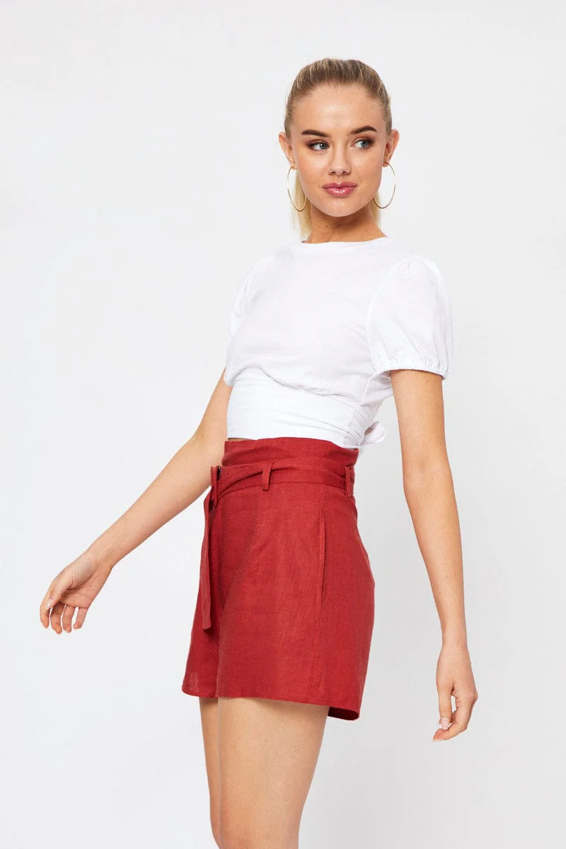 White Short Sleeve Jersey Floral Print Open Back Tie Top