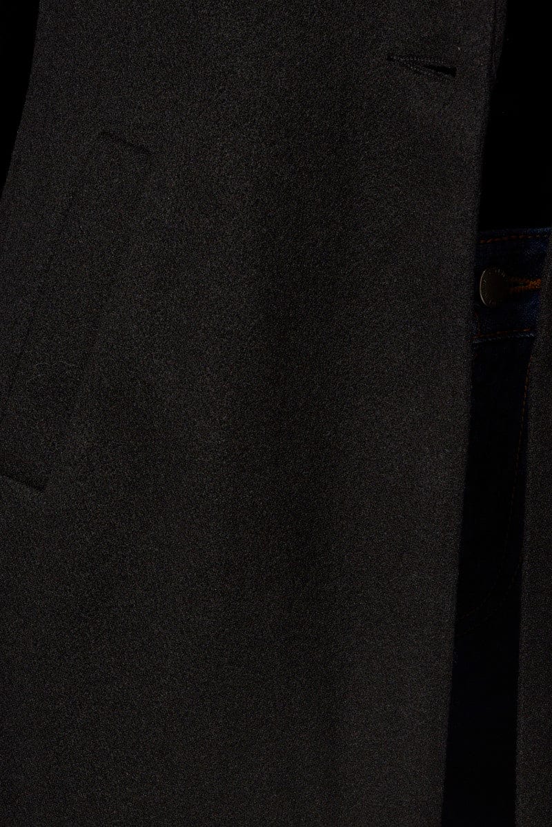 Black One Button Coat Knee Length