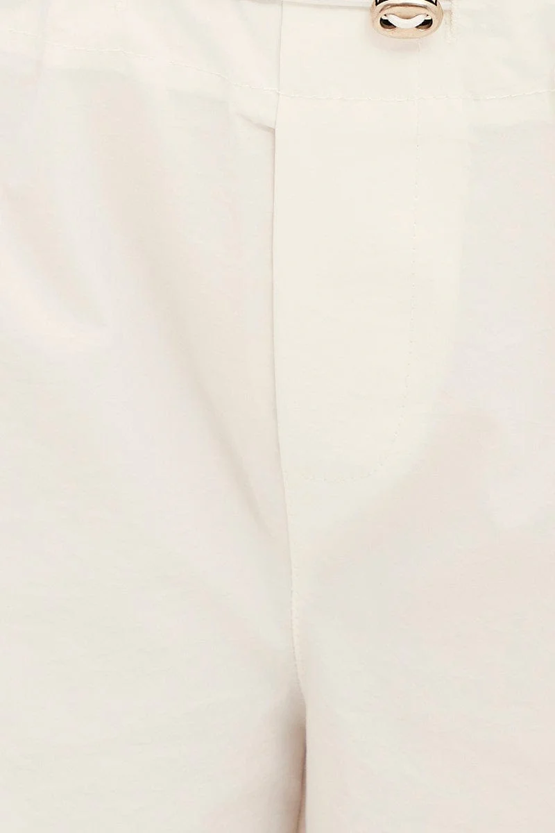 White Cargo Parachute Pants