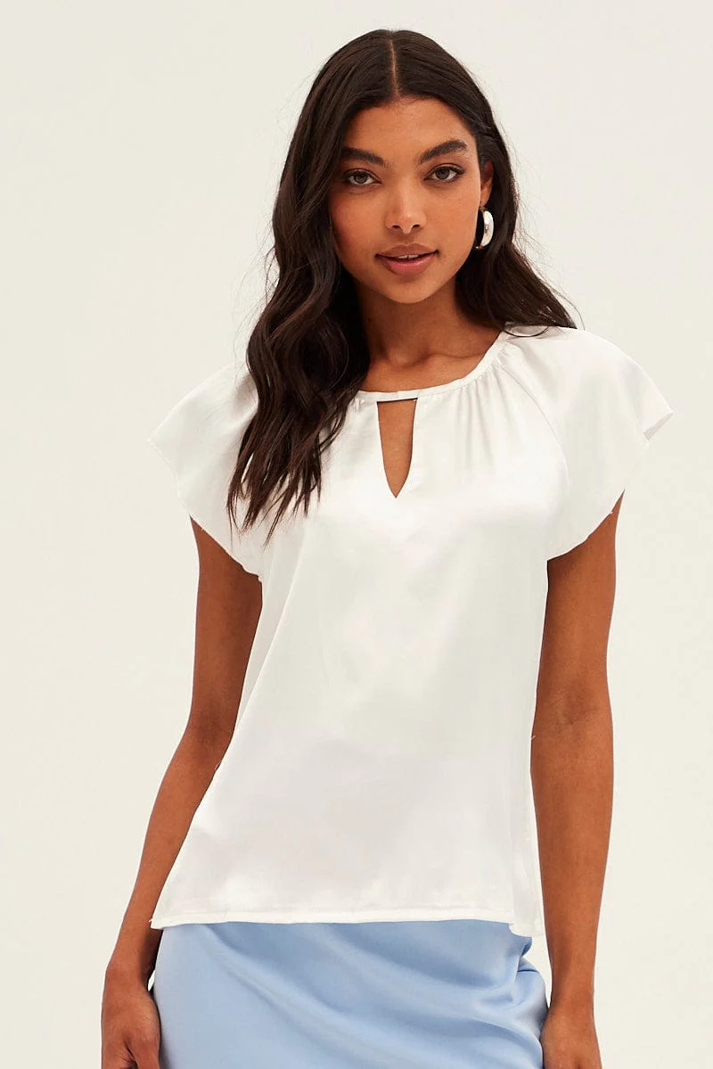 White Workwear Bell Sleeve Top