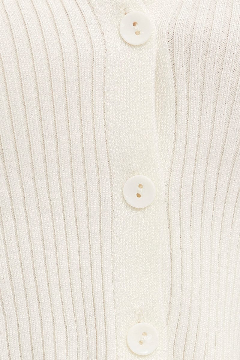 White Knit Cardigan Short Sleeve