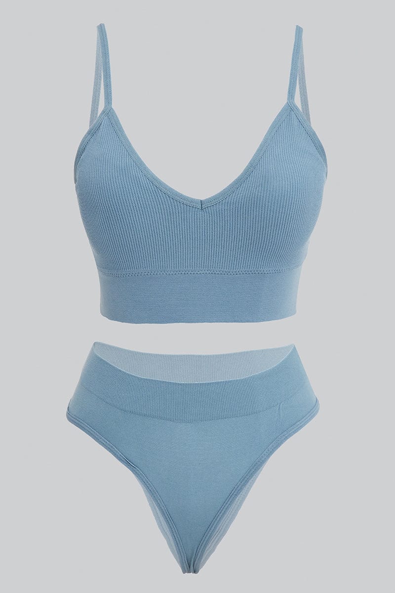 Blue Seamless Lingerie Set