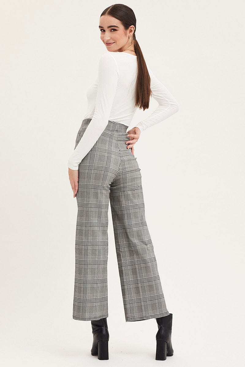 Check Flare Pants High Rise
