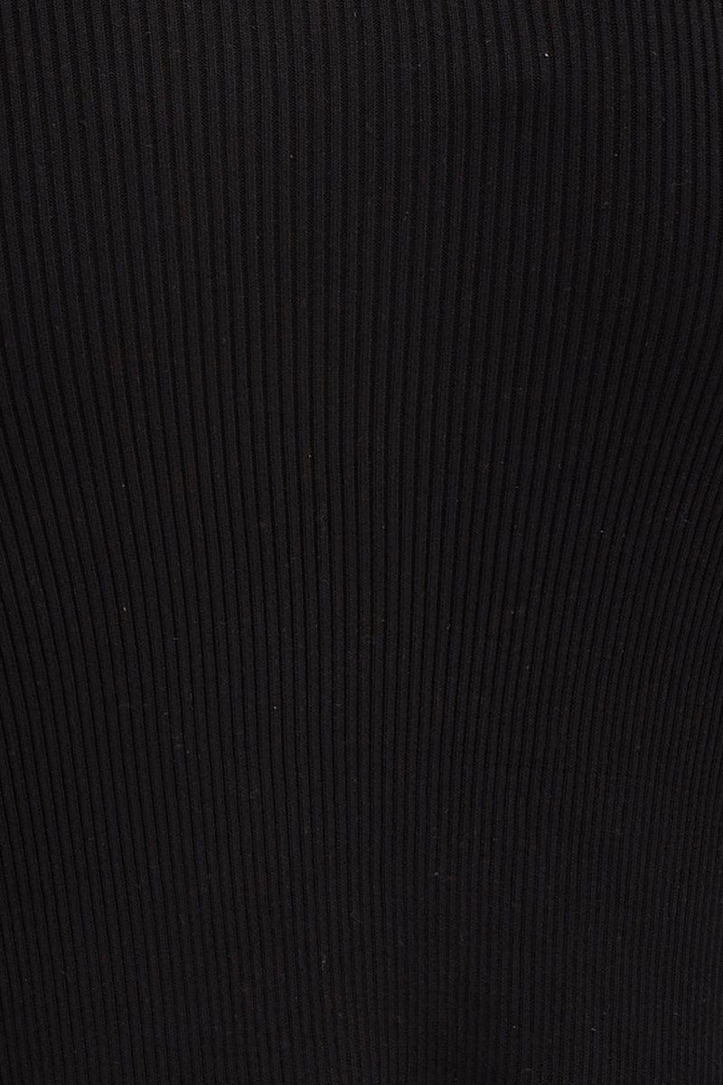 Black Slit Kint Midi Skirt