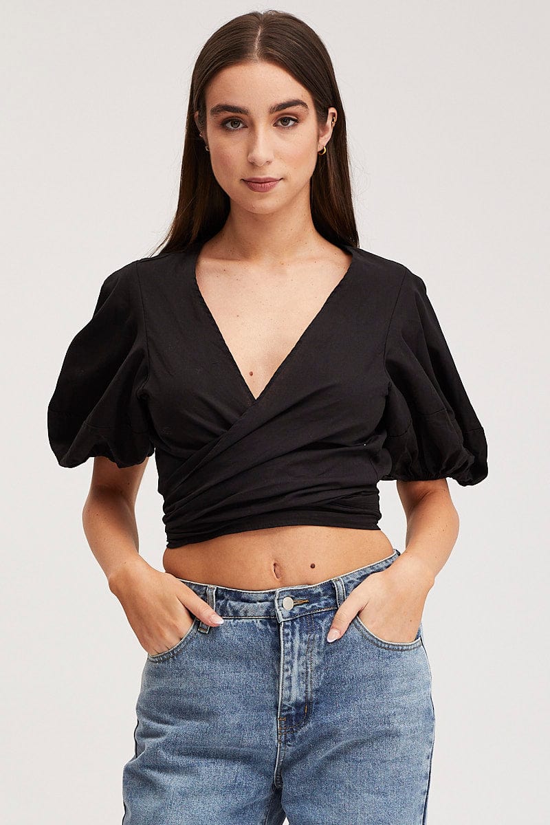 Black Crop Bolero Short Sleeve