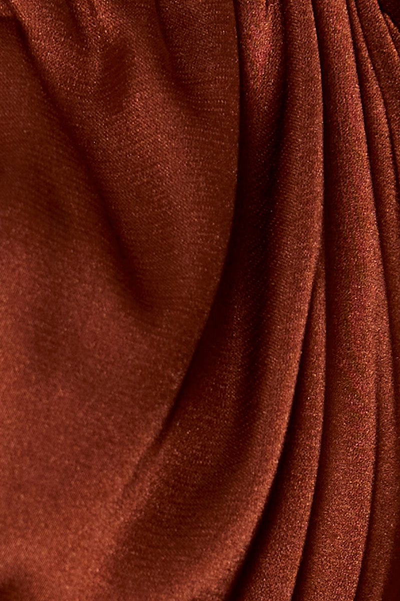 Brown Crop Top Short Sleeve Tie Up