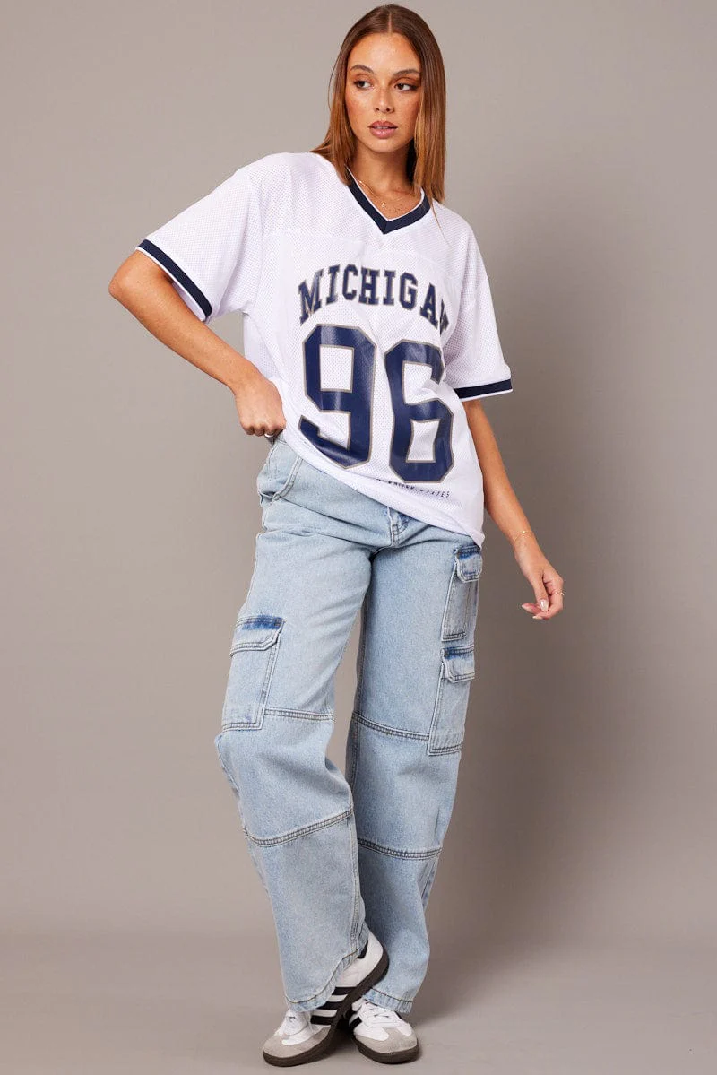 White Sports Tee Short Sleeve