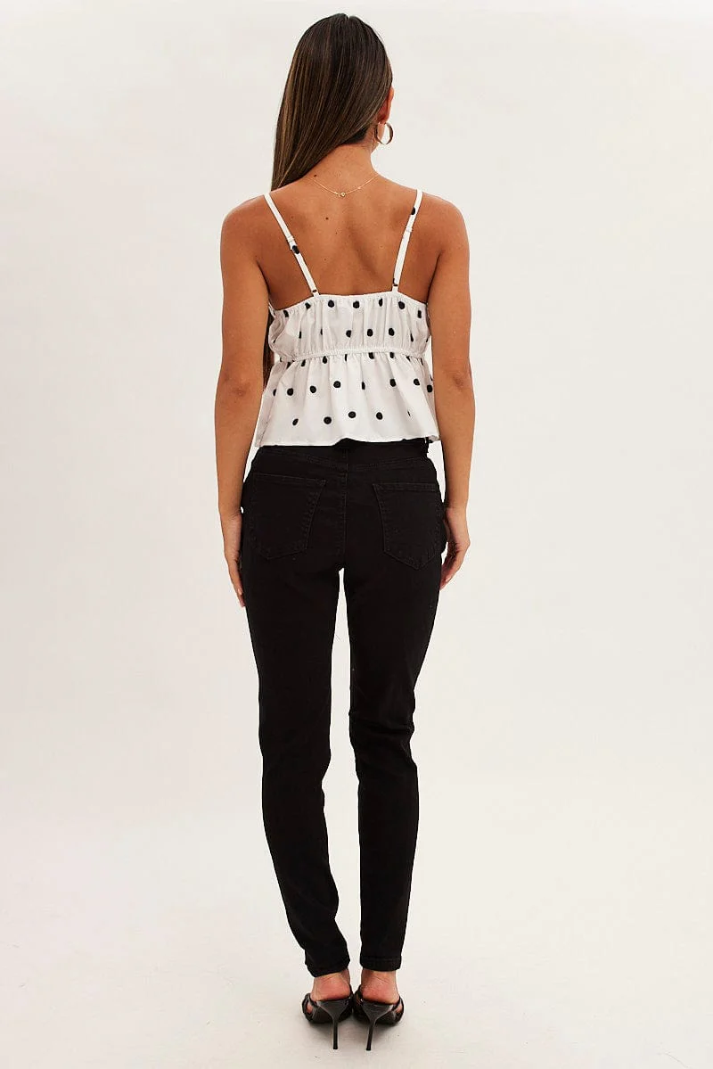 Black Skinny Denim Jeans High Rise