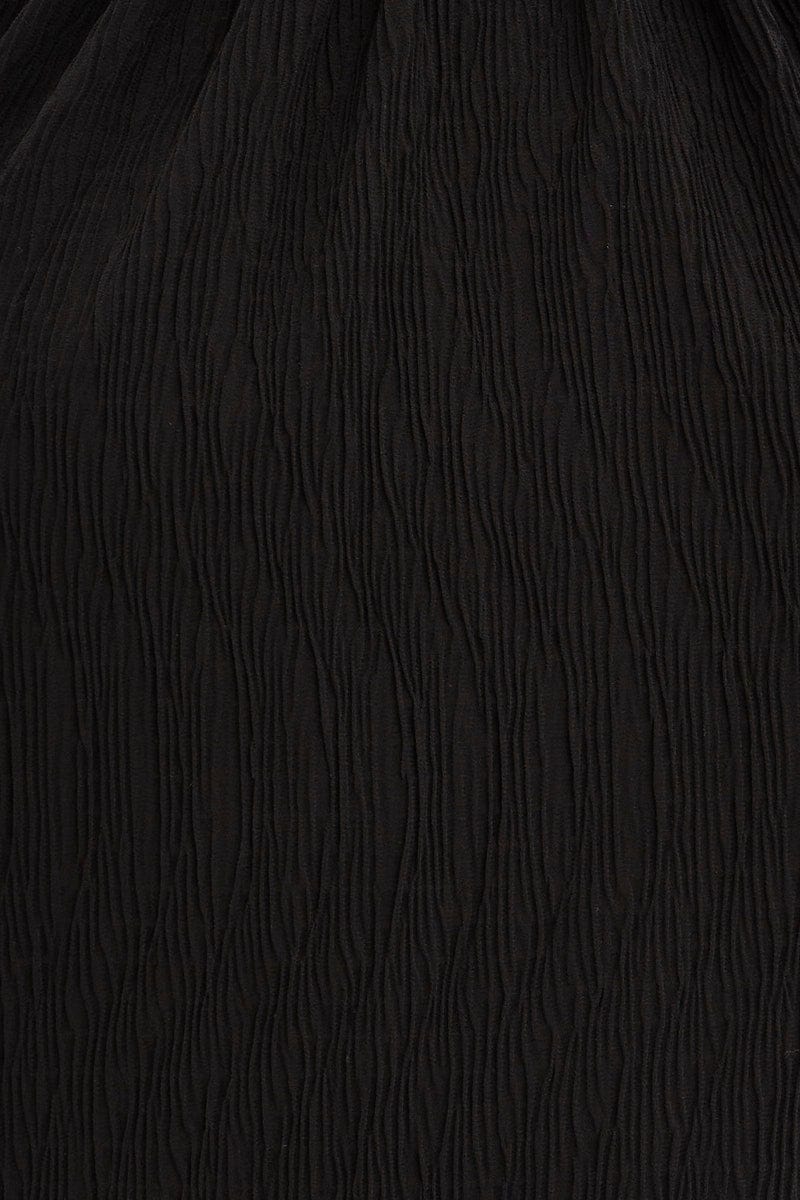 Black Textured Halter Dress Backless