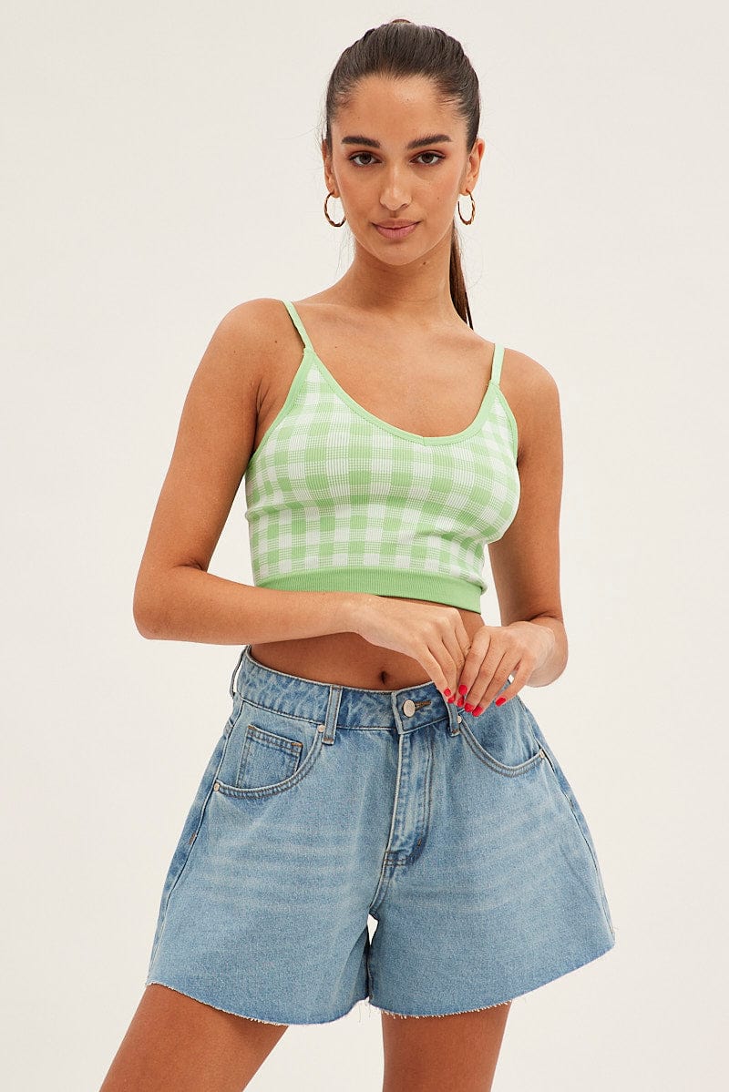 Blue Relaxed Denim Shorts High Rise