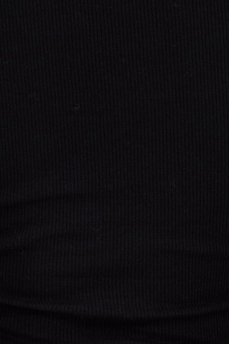 Black Tank Top Round Neck Croset Details