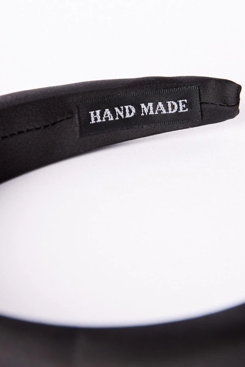 Black Satin Padded Headband