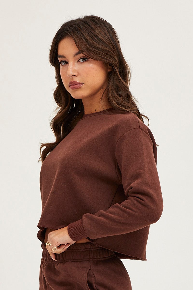 Brown Crop Sweat