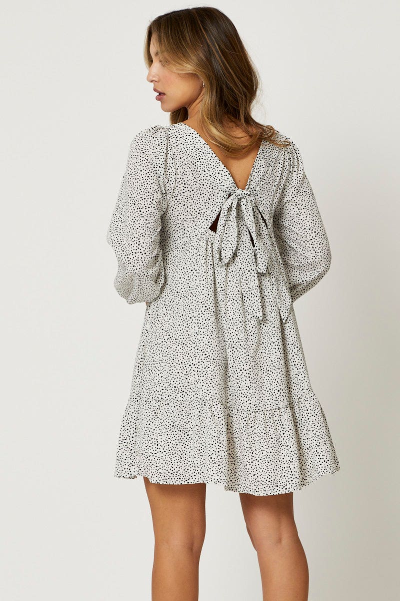 Polka Dot Square Neck Smock Dress