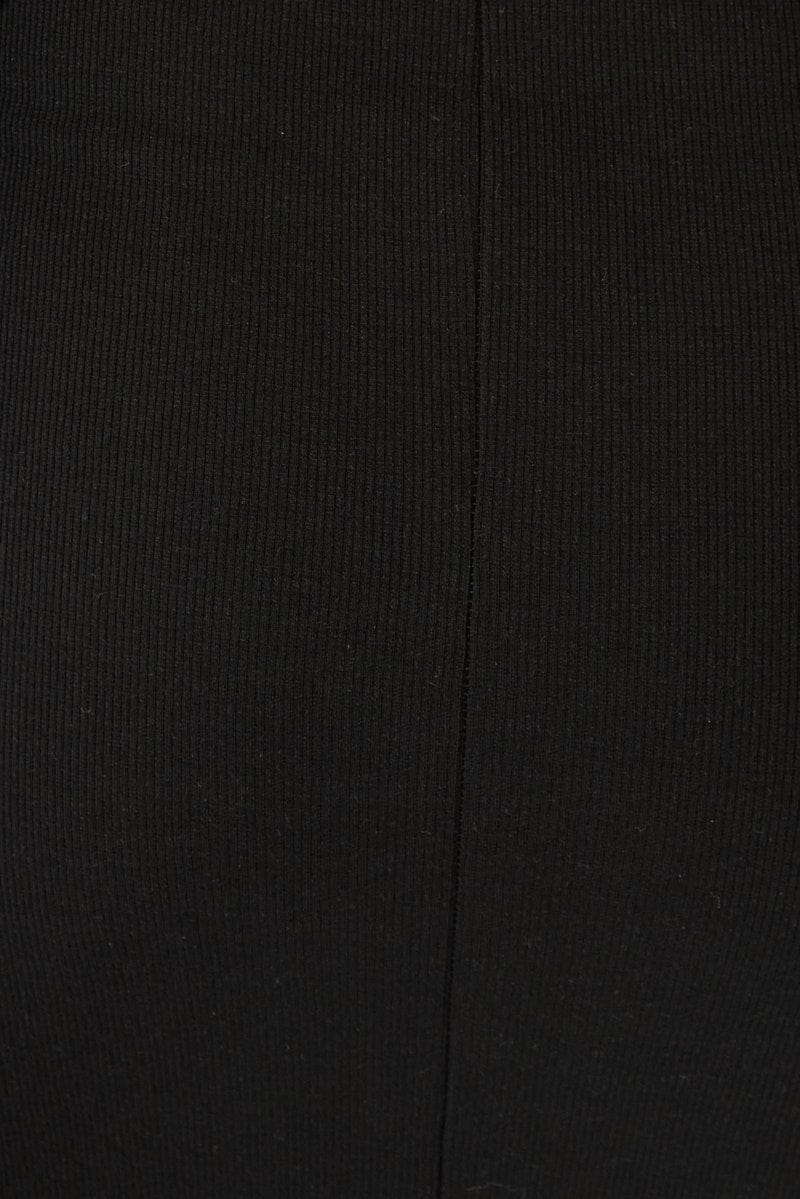 Black Midi Dress Sleeveless Bodycon Rib