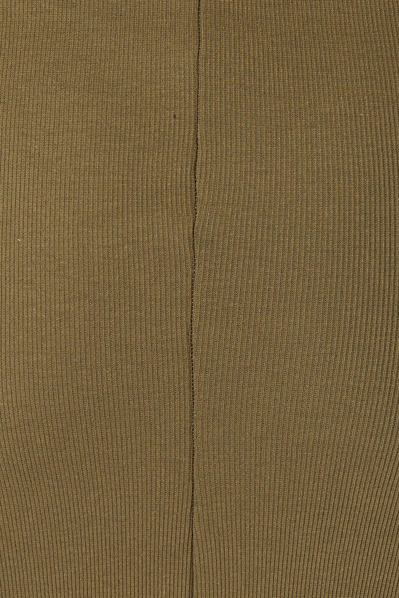 Green Midi Dress Sleeveless Bodycon Rib