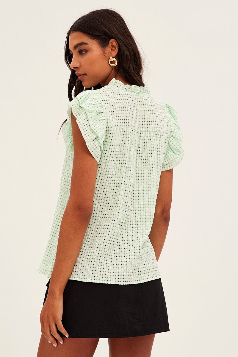Green Ruffle Sleeve Top