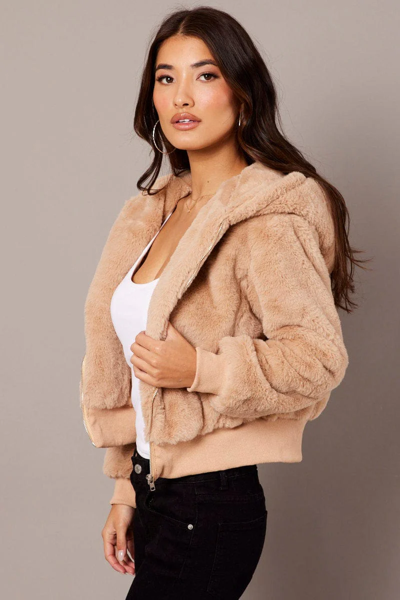 Camel Soft Jacket Long Sleeves Hoodie